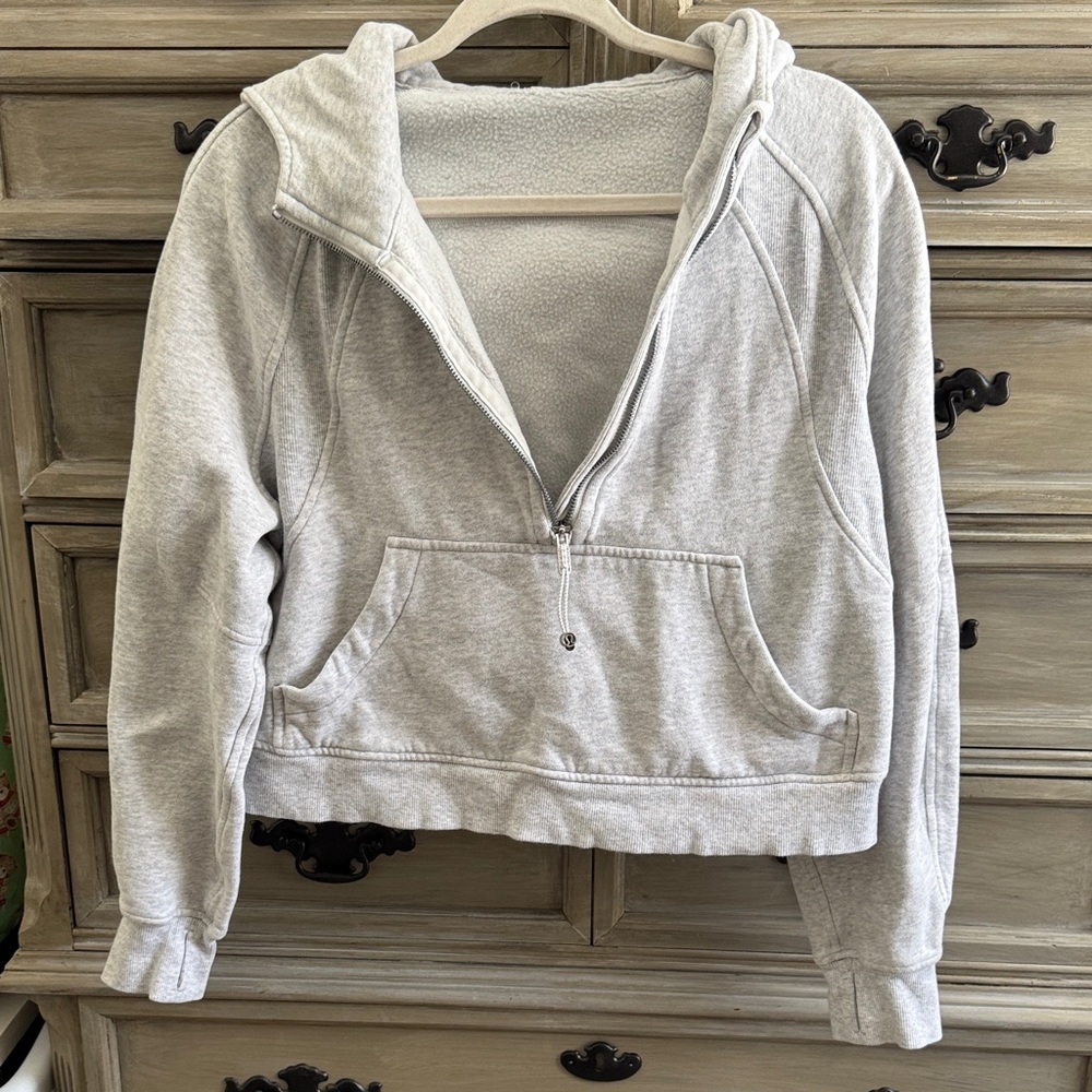 lululemon athletica Gray scuba quarter zip hoodie M/L